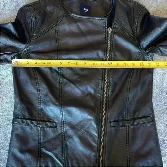 Gap Moto Jacket in Faux Leather Black Size Small EUC - Picture 10 of 12